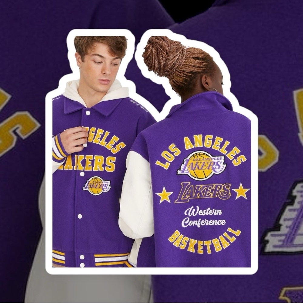 NBA Los Angeles Lakers Button Up Ultra Game Day Varsity Jacket Men's Large NWT